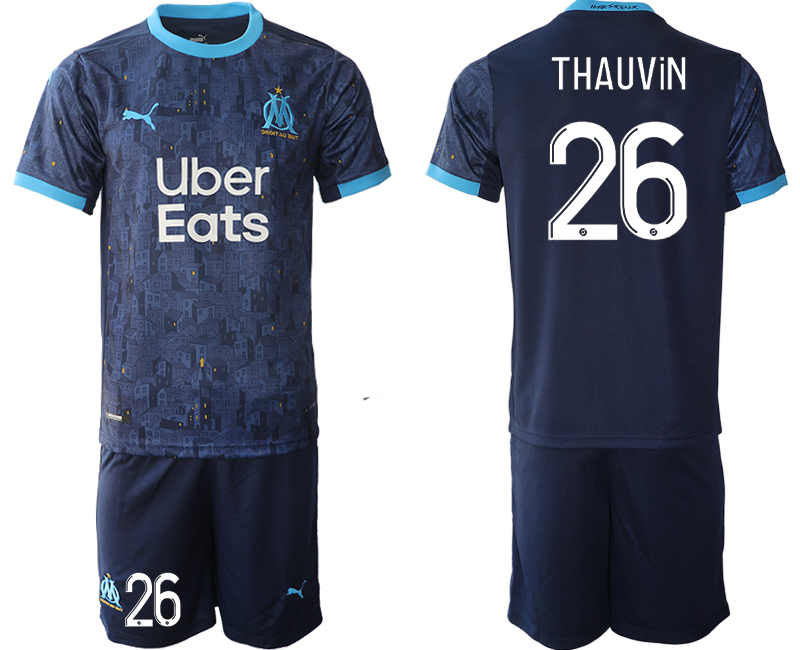 Men 2020-2021 club Marseille away blue #26 Soccer Jerseys